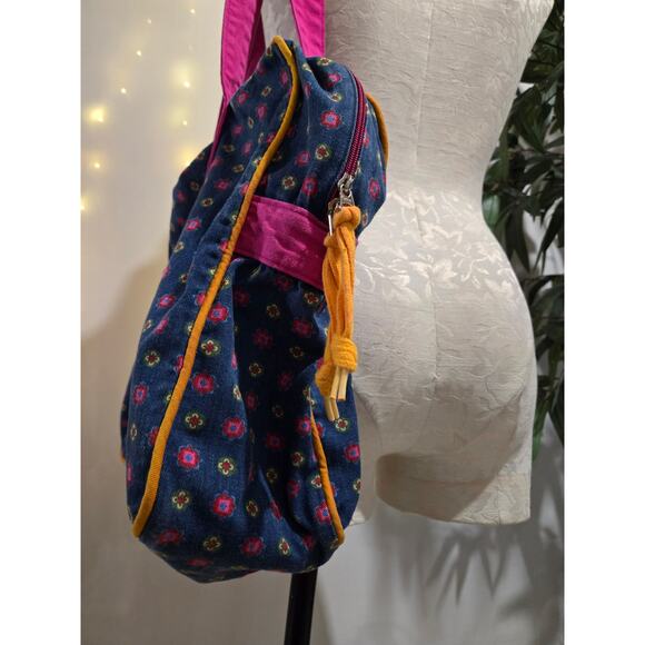 Vtg 80s 90s Esprit Floral Weekend Duffel Tote Bag Large Double Shoulder Strap - Picture 5 of 12